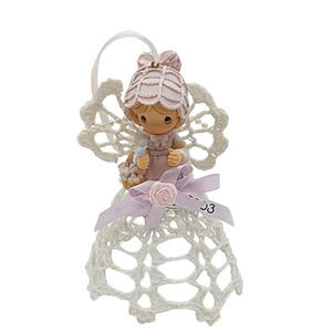 Precious Moments 113628 Girl With Bird Hanging Ornament Graced with Lace Gift